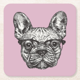 Porta-copo De Papel Quadrado Buldogue do hipster