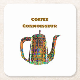 Porta-copo De Papel Quadrado Bule de Café Floral Connoisseur de Café