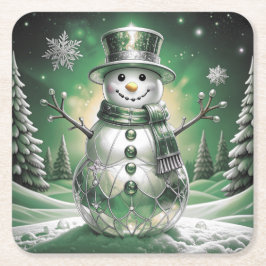 Porta-copo De Papel Quadrado Buleiro de Papel de Natal Flocos de Neve Homem de 