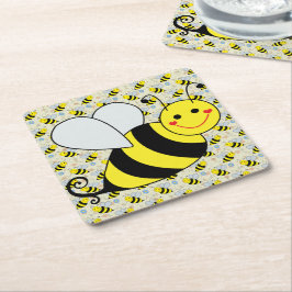 Porta-copo De Papel Quadrado Bumble Bee Bonito com Padrão