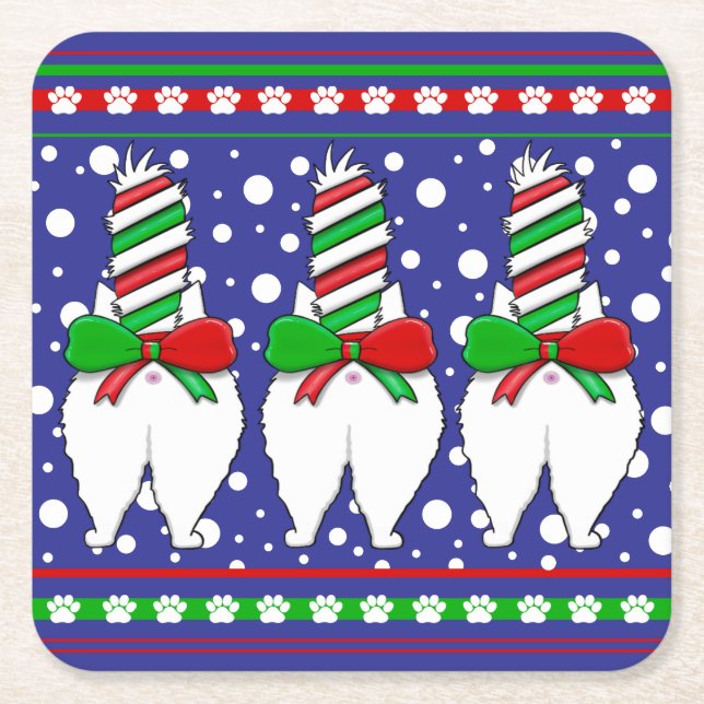 Porta-copo De Papel Quadrado Bumbum de Natal Verde (Frente)
