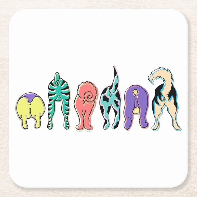 Porta-copo De Papel Quadrado Bumbuns Coloridos (Frente)