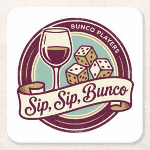 Porta-copo De Papel Quadrado Bunco de Dados de Vinho Divertido
