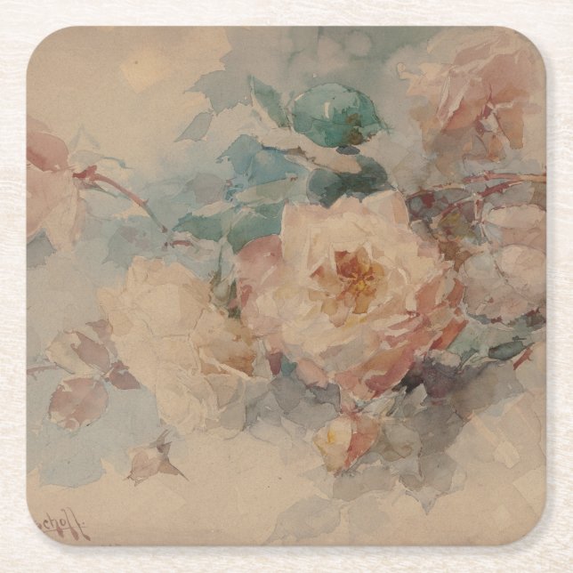 Porta-copo De Papel Quadrado Buquê de Rosas - Franz Bischoff (Frente)