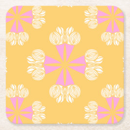 Porta-copo De Papel Quadrado Buquê de Verão Ousado em Dourado