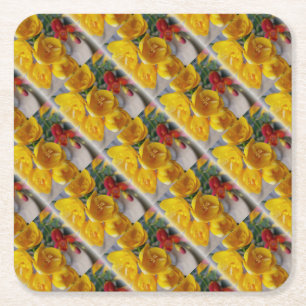 Porta-copo De Papel Quadrado buquê freesias