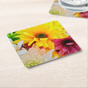 Porta-copo De Papel Quadrado Buquê- Quadrado do Daisies Misto Portas copos 6 qt