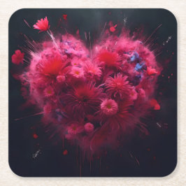 Porta-copo De Papel Quadrado Burst Cardíaco Rosa Vibrante