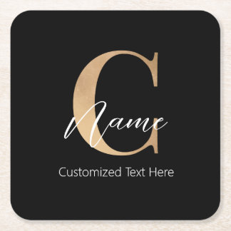 Porta-copo De Papel Quadrado C & Name Iniciais Monogramados Modernos Personaliz