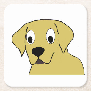 Porta-copo De Papel Quadrado Cabeça de desenho animado de labrador amarelo clar