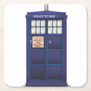 Porta-copo De Papel Quadrado Cabine de Polícia Vintage British Blue