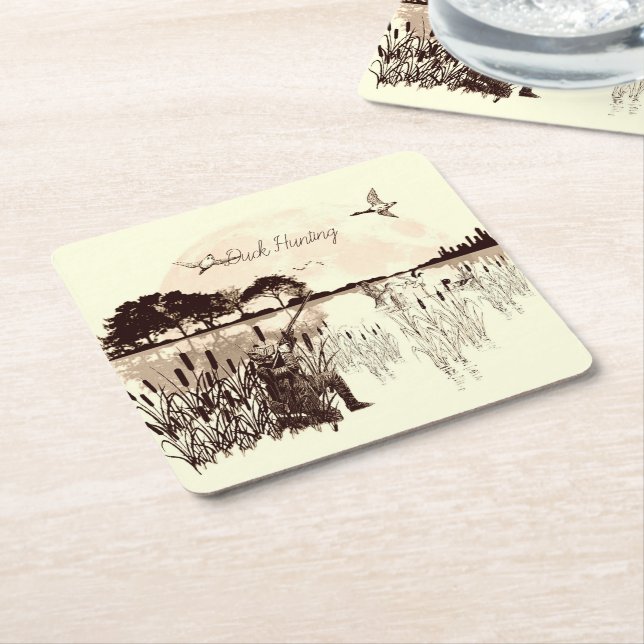 Porta-copo De Papel Quadrado Caça a Patos (Inclinado)