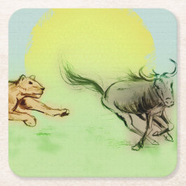 Porta-copo De Papel Quadrado Caçada De Animais Selvagens Coloridos, Porta copos