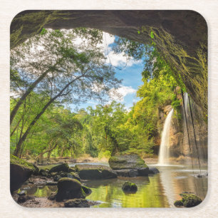 Porta-copo De Papel Quadrado Cachoeira de Haew Suwat