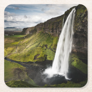 Porta-copo De Papel Quadrado Cachoeira   Islândia de Seljalandsfoss
