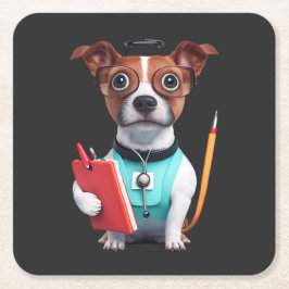 Porta-copo De Papel Quadrado Cachorro A Trabalhar Como Enfermeira, Cachorro A V