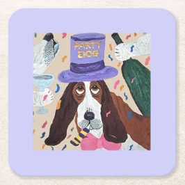 Porta-copo De Papel Quadrado Cachorro Basset Hound Festa