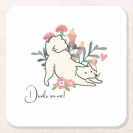 Porta-copo De Papel Quadrado Cachorro bebe Primavera Casamento de Cocktail