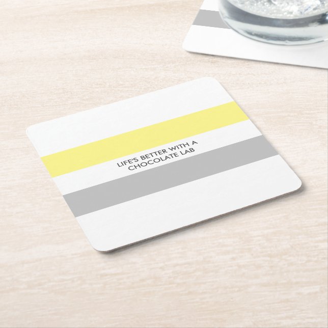 Porta-copo De Papel Quadrado Cachorro Moderno Lover Labrador Citação Diária (Inclinado)