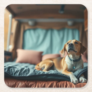 Porta-copo De Papel Quadrado Cachorro na Cama