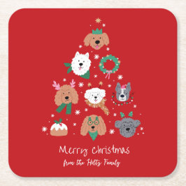 Porta-copo De Papel Quadrado Cachorro Pareceu Vermelho