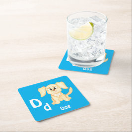 Porta-copo De Papel Quadrado Cachorro personalizado ABC: Letra D - Adicione seu