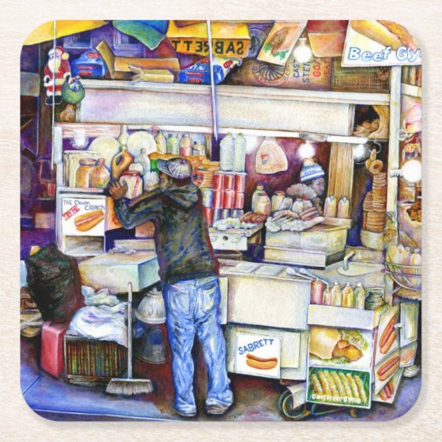 Porta-copo De Papel Quadrado Cachorro Quente Deus, Nova Iorque (Frente)