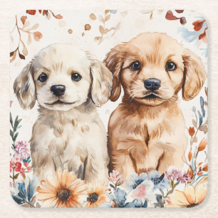 Porta-copo De Papel Quadrado Cachorros Fofos