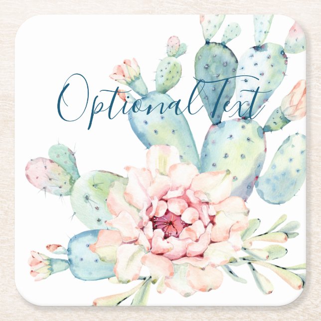 Porta-copo De Papel Quadrado Cactus de Bloqueio de Pastel de Mola (Frente)