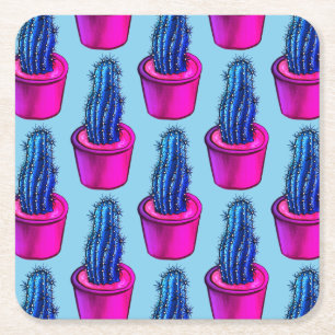 Porta-copo De Papel Quadrado Cactus Lover - Padrão Vegetal Estranho Potente