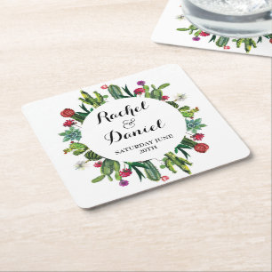 Porta-copo De Papel Quadrado Cactus Porta copos Festa de casamento Cactos Fiest