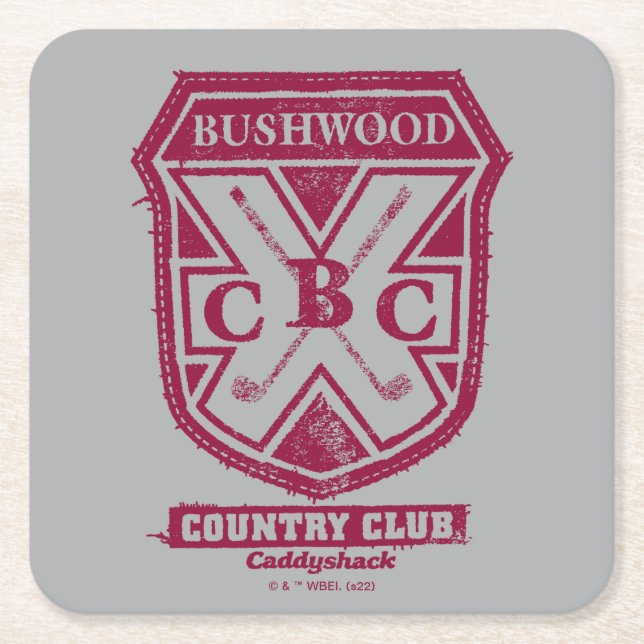 Porta-copo De Papel Quadrado Caddyshack | Bushwood Country Club Crest (Frente)