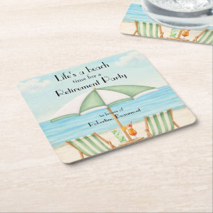 Porta-copo De Papel Quadrado Cadeira de Cocktail Vintage Life's a Beach Aposent