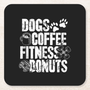 Porta-copo De Papel Quadrado Cães Café Ness Rosquinha Gym Foodie Ness