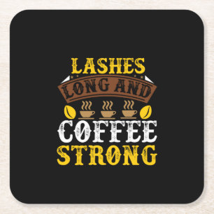 Porta-copo De Papel Quadrado Café Arte Lashes Longa E Café