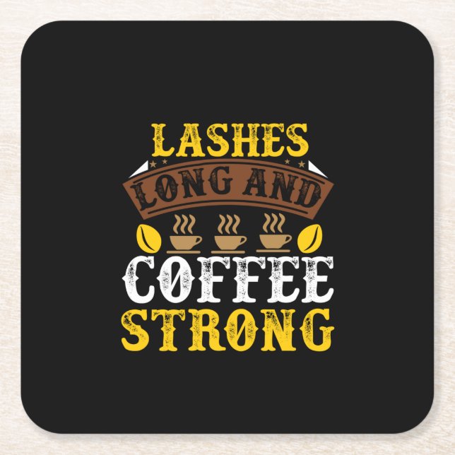Porta-copo De Papel Quadrado Café Arte Lashes Longa E Café (Frente)