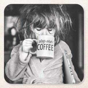 Porta-copo De Papel Quadrado Café Bebendo