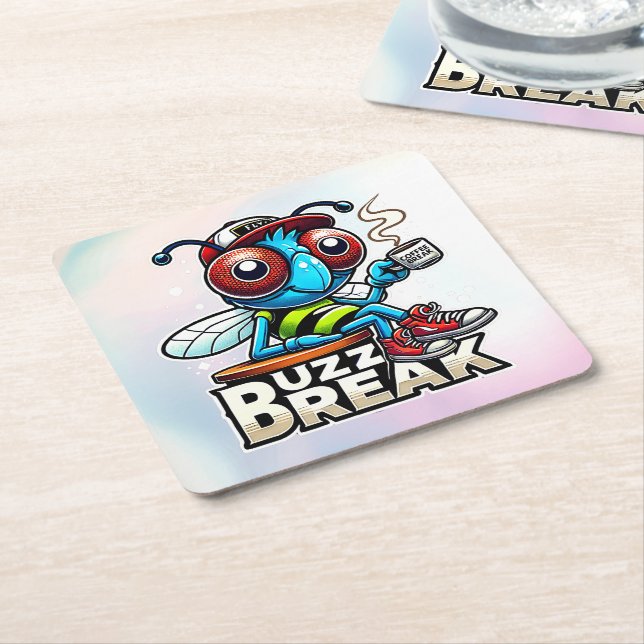 Porta-copo De Papel Quadrado Café Break Buzz (Inclinado)