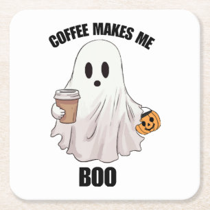 Porta-copo De Papel Quadrado Café Fantasma Halloween Engraçado 