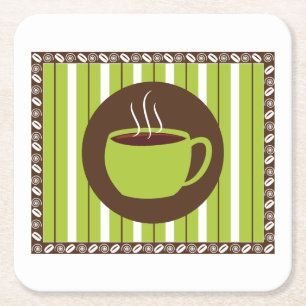 Porta-copo De Papel Quadrado Café Pinstripe
