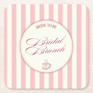 Porta-copo De Papel Quadrado Café Vintage Listras Rosa Almoço Nupcial Casamento