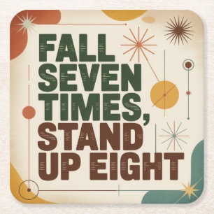 Porta-copo De Papel Quadrado Caia Sete Vezes, Levante Oito