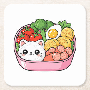 Porta-copo De Papel Quadrado Caixa de Bento de Gato Kawaii Fofa