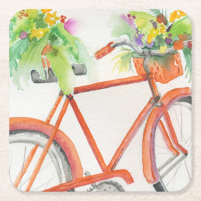 Porta-copo De Papel Quadrado Caixa de Flor Bicicleta (Frente)