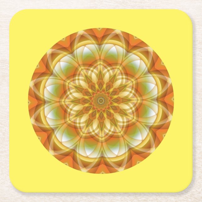 Porta-copo De Papel Quadrado Caleidoscópio de outono (Frente)