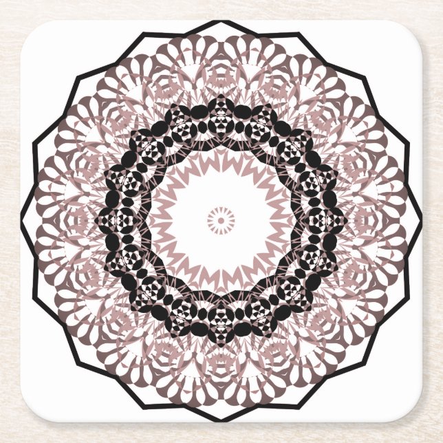Porta-copo De Papel Quadrado Caleidoscópio, mandala (Frente)