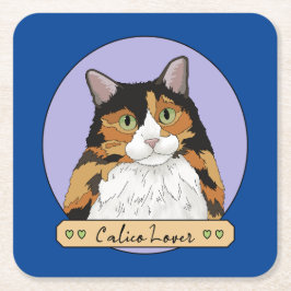 Porta-copo De Papel Quadrado Calico Cat Lover