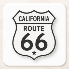 Porta-copo De Papel Quadrado California Route 66 Retro Escudo Branco Coaster