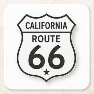 Porta-copo De Papel Quadrado California Route 66 Retro Escudo Branco Coaster