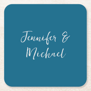 Porta-copo De Papel Quadrado Caligrafia azul-oceânica minimalista profissional